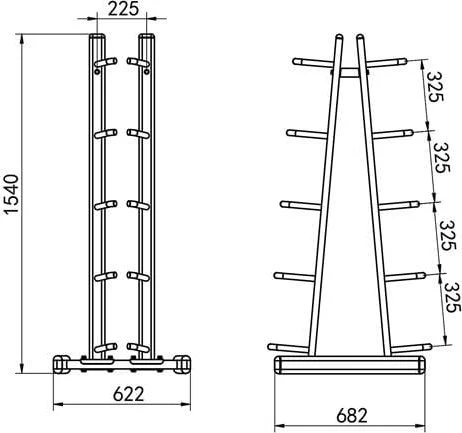 Ballstativ Treningsstativ Medisinballer 10 Stk 200kg 68,2x62,2x154cm HMS STR41