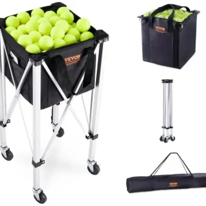 Tenniskurv Tennisballkurv Sammenleggbar Vogn 150 Baller Aluminium