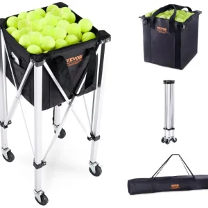 Tenniskurv Tennisballkurv Sammenleggbar Vogn 180 Baller 35x35x42cm