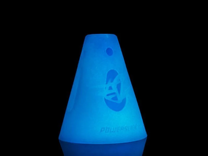 Treningskjegler 70x80mm Glow I Mørket, 10 Stk + 5 Grønne LED Powerslide Cones