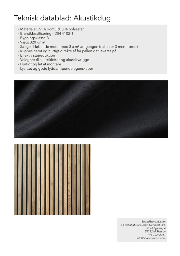 Akustikkduk pr 3 m² (svart)