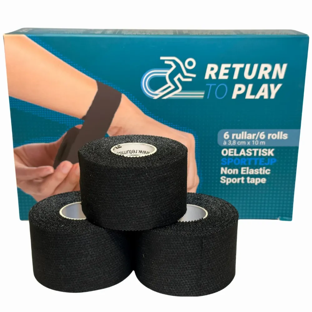 Return to Play Sports Tape Svart 6-pakning 3,8 cm x 10 m