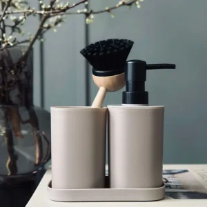 Dispensersett i beige - Sett med 3 deler