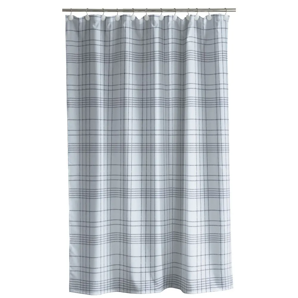 Dusjforheng - Tartan linen blue - 180 cm x 200 cm