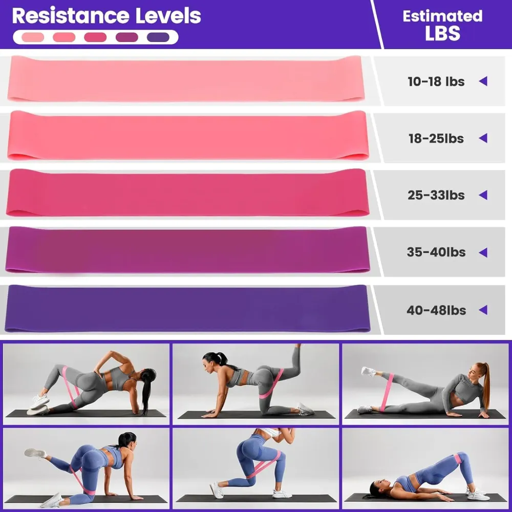 9-delt Pilates-sett hjemmet med ring, ball, bånd og sklisikre sokker