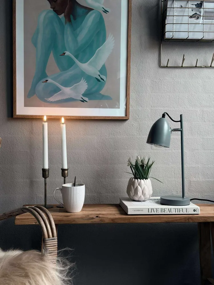 Bordlampe - Grått metall