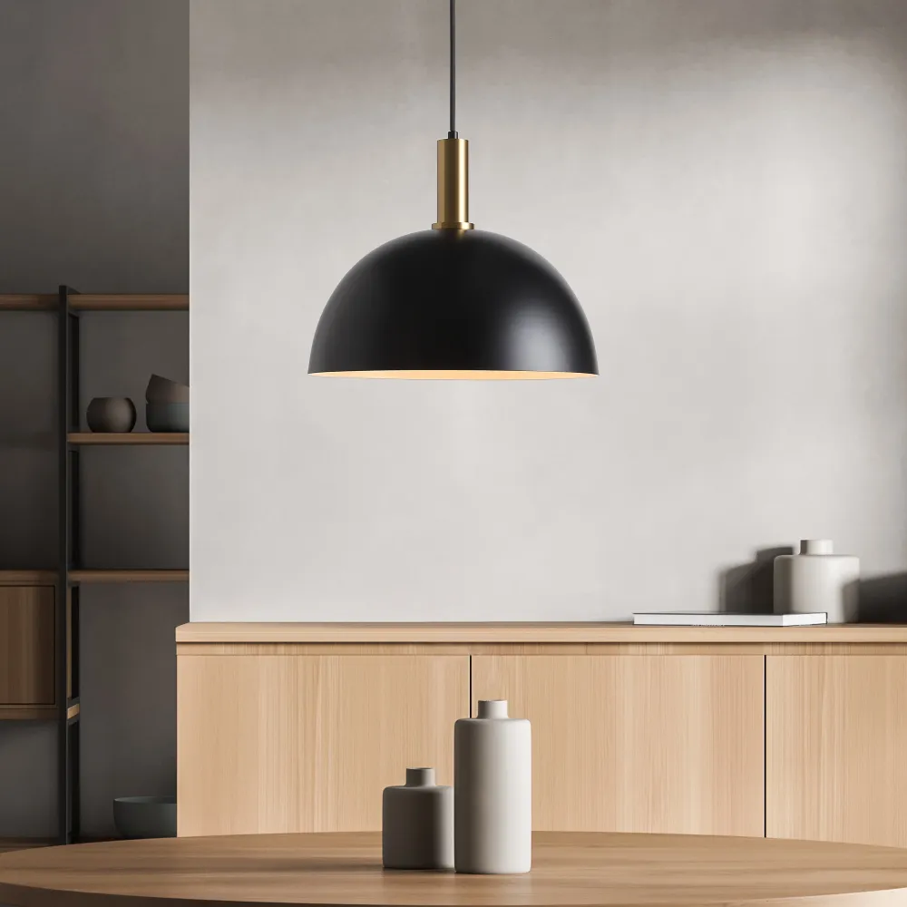 Bowl Pendel Svart/Messing
