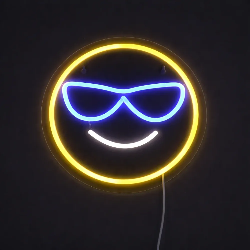 Emoji Cool Neon Vegglampe