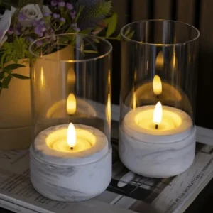 Lanterne marmor-look - Sett med 2 stk