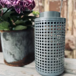 Lanterne med solceller - Grått metallmønster
