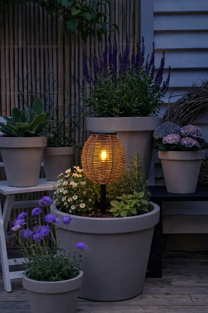 Lanterne Solar på spyd - Rattan