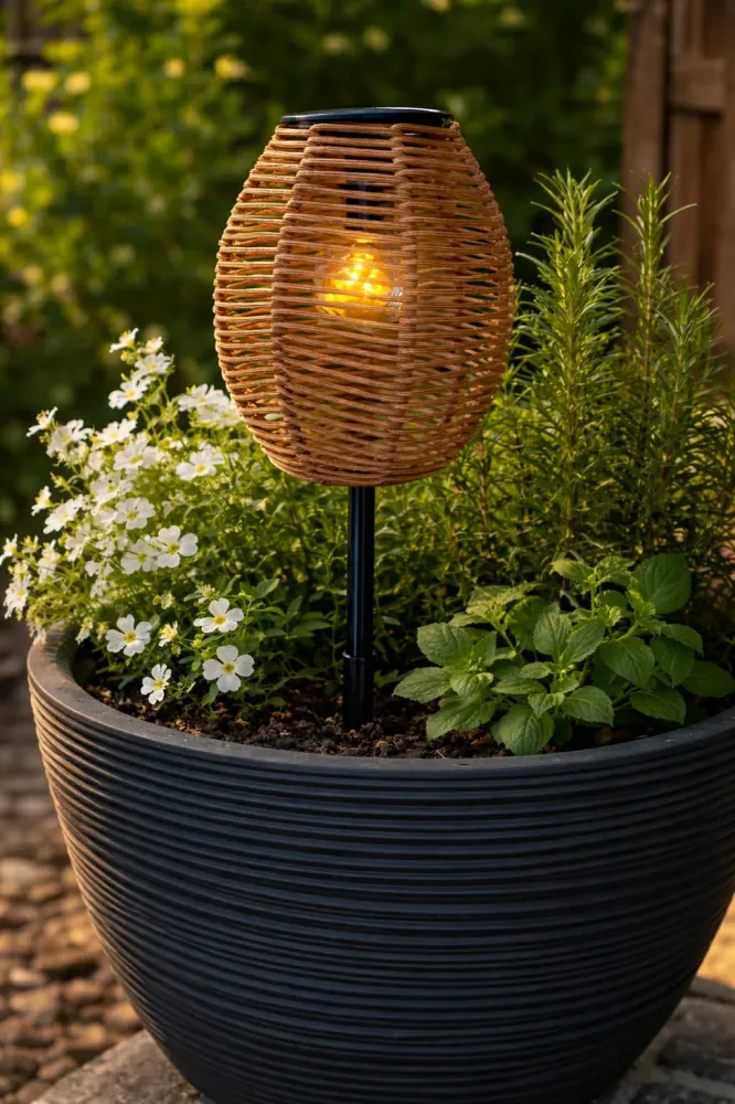 Lanterne Solar på spyd - Rattan