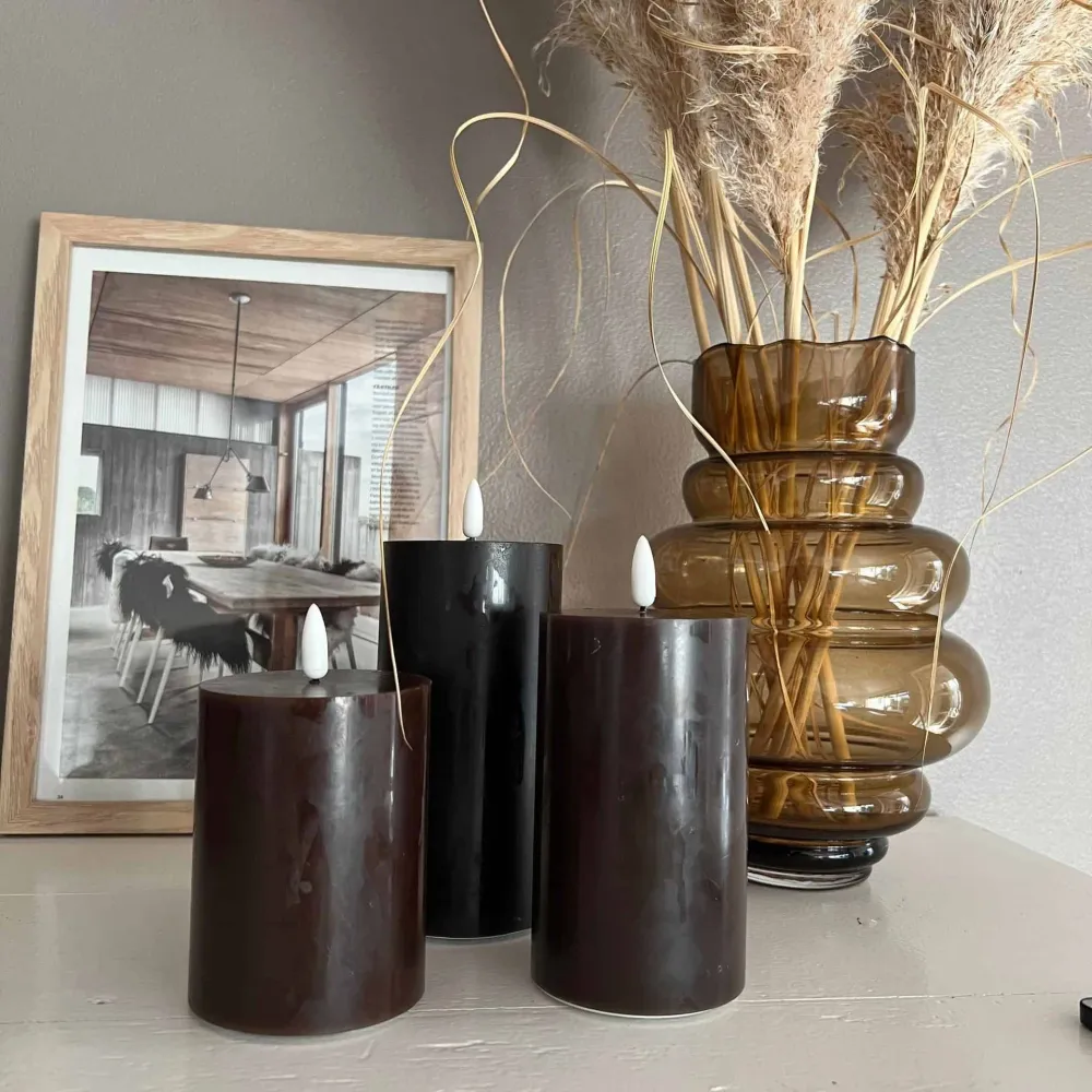 LED Blokklys / Brown – 3 stk. Lys – Inkl. fjernkontroll