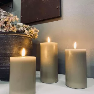 LED blokklys / Sand – 3 stk. Lys – Inkl. fjernkontroll