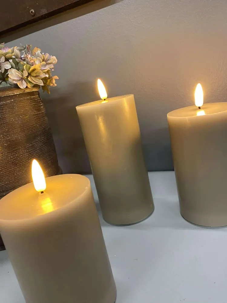 LED blokklys / Sand – 3 stk. Lys – Inkl. fjernkontroll