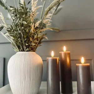 LED blokklys / Taupe grå 3 stk – Inkl. fjernkontroll