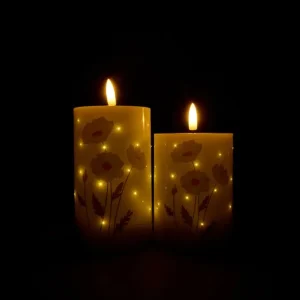 LED blokklys TWINKLE Poppy Rose - Sett med 2 stk.