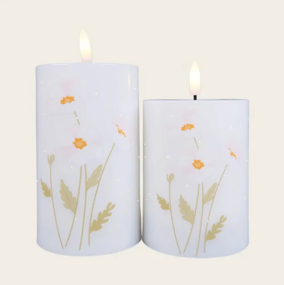 LED blokklys TWINKLE Poppy Rose - Sett med 2 stk.