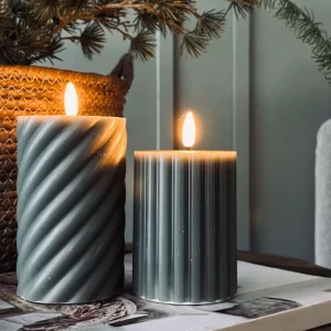 LED bloklys / Design – 2 stk Grønn stripet
