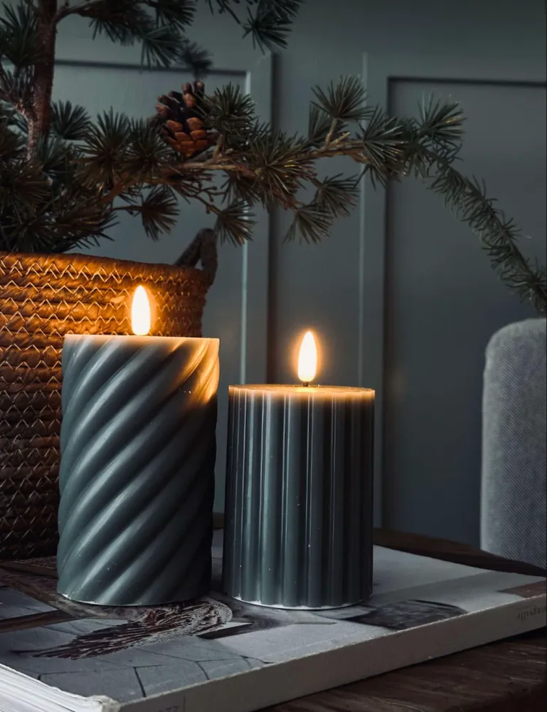 LED bloklys / Design – 2 stk Grønn stripet