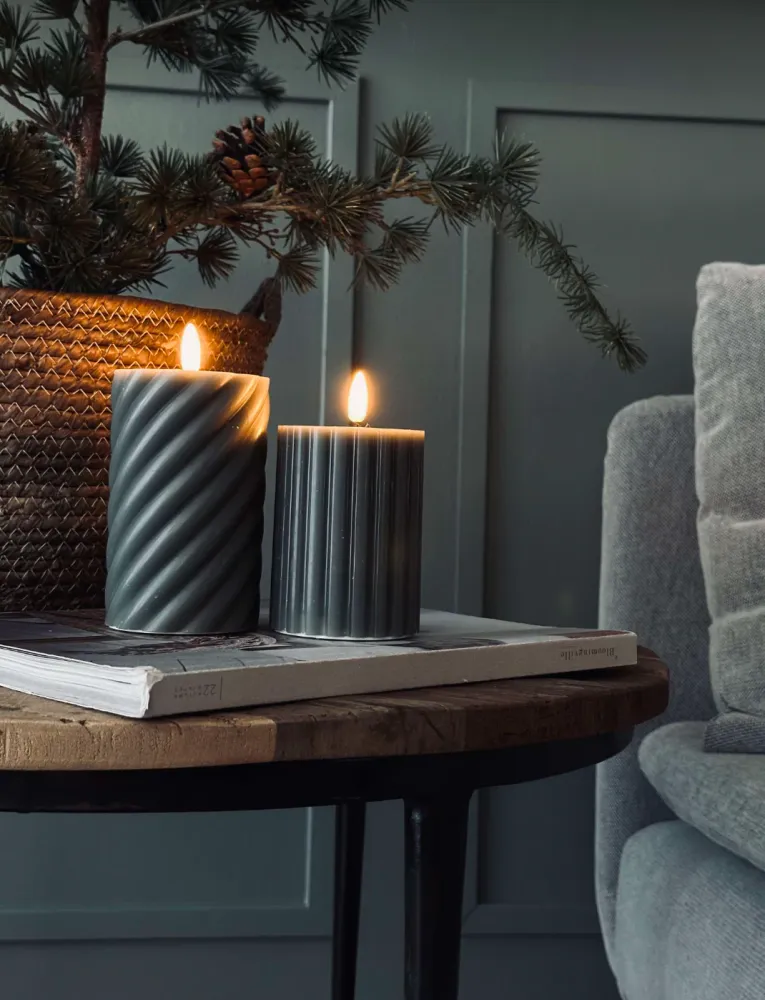 LED bloklys / Design – 2 stk Grønn stripet