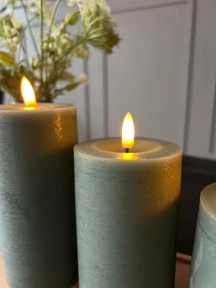 LED Bloklys Grønn - Sett av 3 stk med fjernkontroll