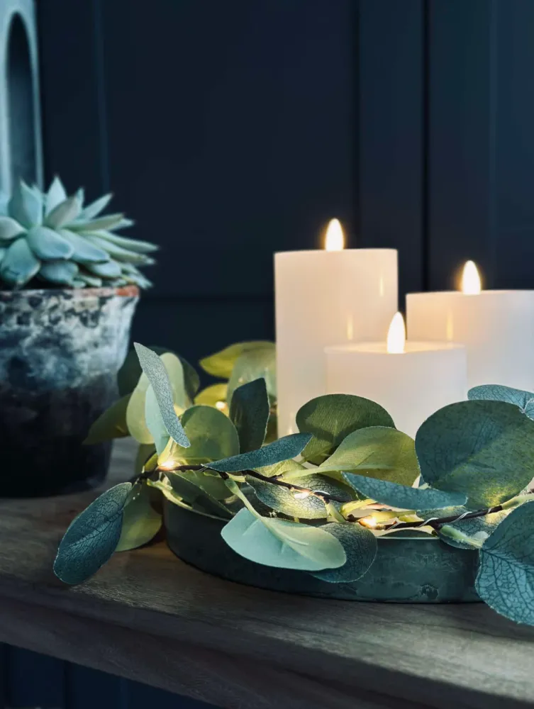 LED Bloklys / Hvit rustikk – 3 stk