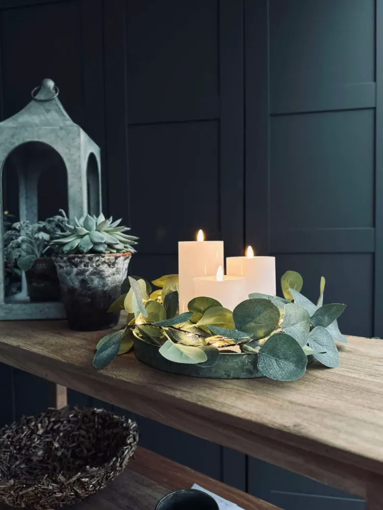 LED Bloklys / Hvit rustikk – 3 stk