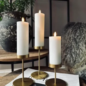 LED bloklys / hvit – 3 stk bloklys dia 5 cm