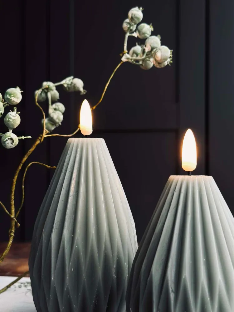 LED Bloklys / Riller – 2 stk grå/grønn