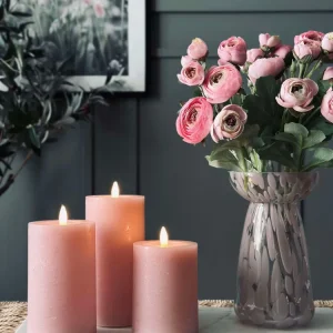 LED bloklys / Rosa – 3 stk bloklys