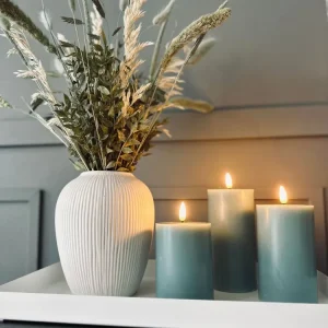 LED bloklys / Sea blue 3 stk. Inkl. fjernkontroll