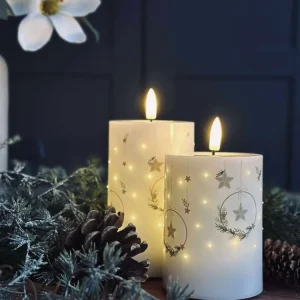 LED Bloklys TWINKLE CHRISTMAS - Sett med 2 stk.