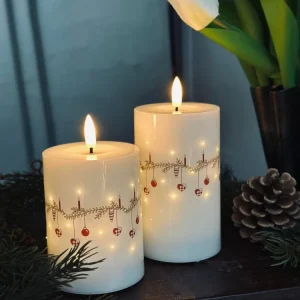 LED bloklys TWINKLE CHRISTMAS - Sett med 2 stk.
