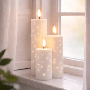 LED Bloklys TWINKLE Hvit - Sett med 3stk.