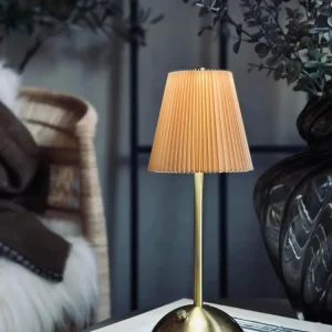 LED bordlampe Plisse´ beige - oppladbar
