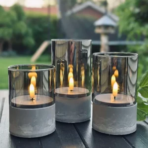 LED GREY Sylinder Sett med 3 stk - Godkjent inne og ute