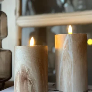 LED marmor blokallys 12,5cm - Beige