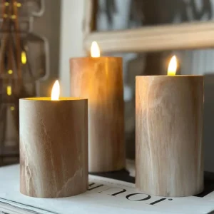 LED marmor blokklys 10 cm - Beige