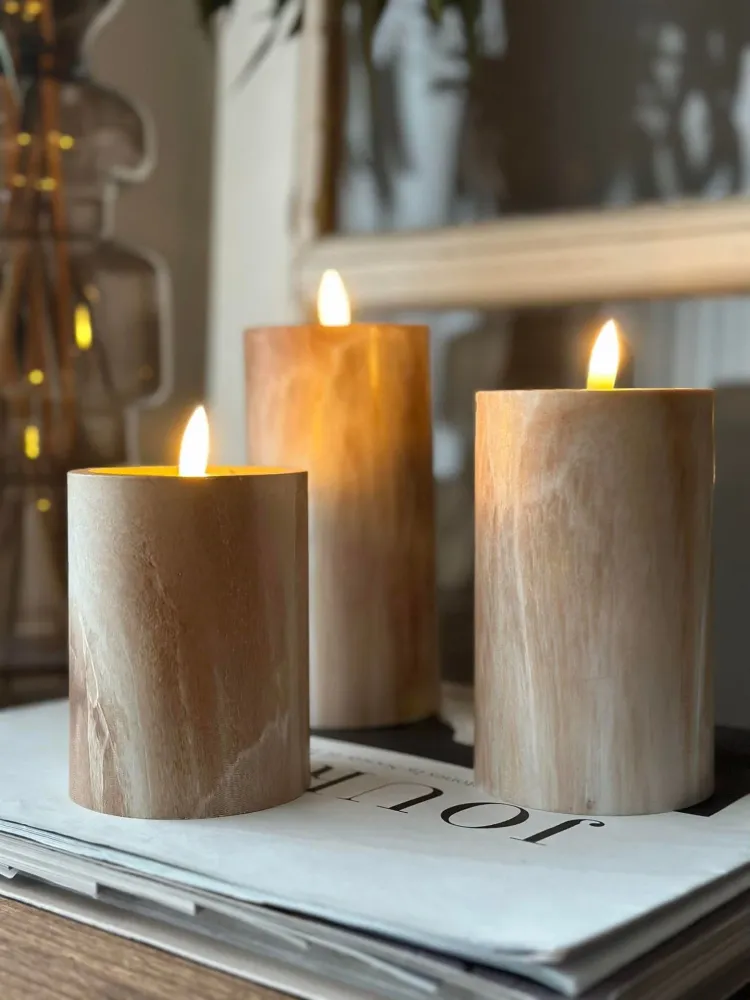 LED marmor blokklys 10 cm - Beige