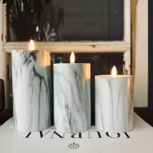 LED marmor bloklys 15 cm Grå