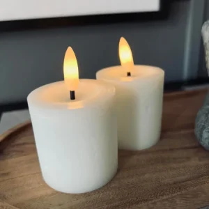 LED Mini blokklys H 5cm - Sett med 2 stk m. Timerfunksjon