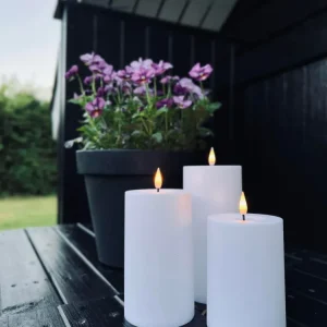LED Utendørs Bloklys - Sett med 3 stk inkl. fjernkontroll