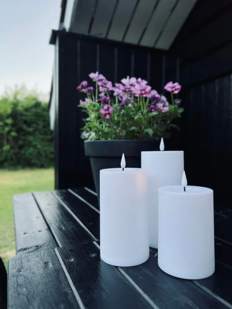 LED Utendørs Bloklys - Sett med 3 stk inkl. fjernkontroll