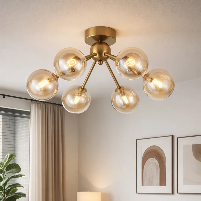 Lugano Taklampe Ø51 Amber