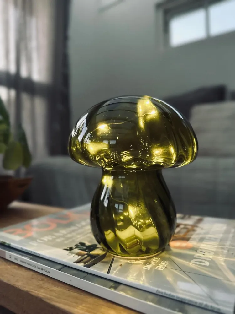 MUSHROOM Lampe med LED 15cm – Grønn