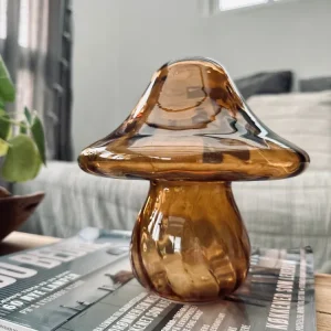 MUSHROOM lampe med LED 18 cm – Cognac