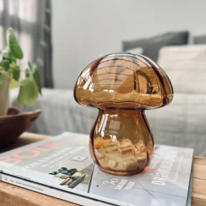 MUSHROOM lampe med LED 15 cm – Cognac