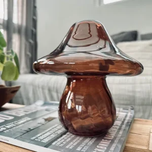 MUSHROOM lampe med LED 18 cm - Mørk brun