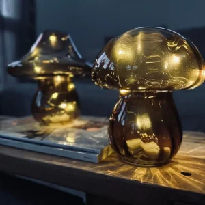 MUSHROOM lampe med LED 15 cm – Mørk brun